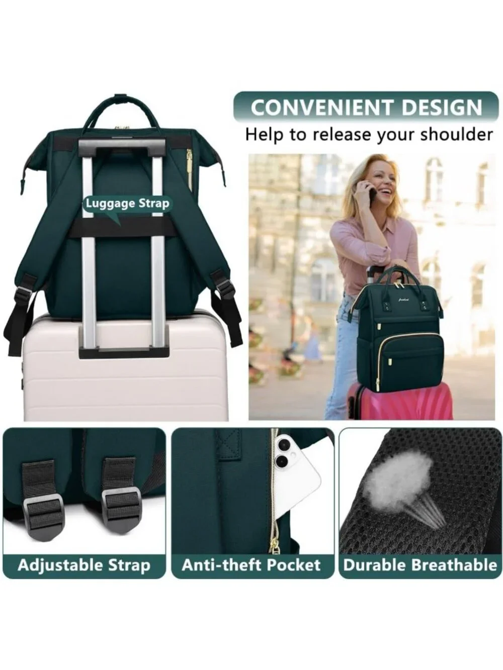 Stylish Waterproof Laptop Backpack for Women - 15.6